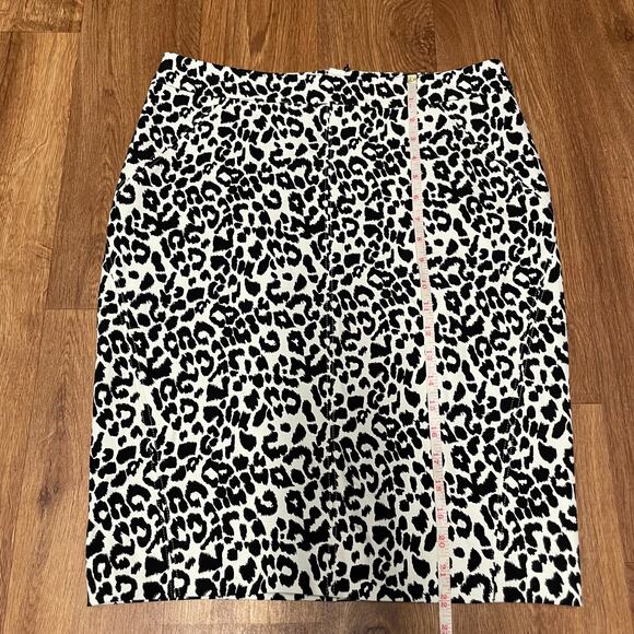 Ann Taylor Womens Black White Animal Print Straight Pencil Skirt Size 10 Career - Picture 11 of 12